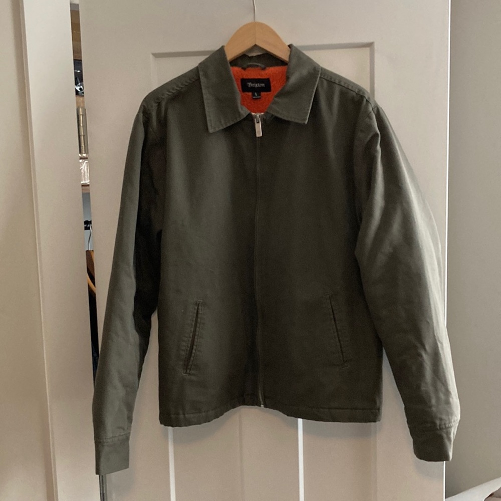 Brixton Jacket - Large - Olive Green with Orange Lining